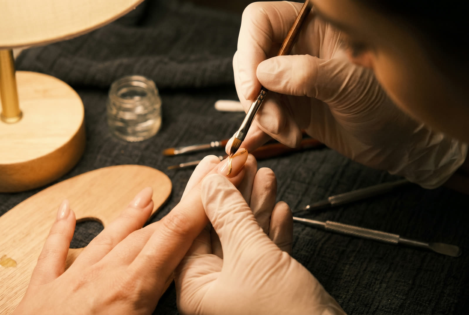 Manicure in progress